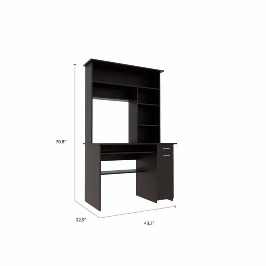 Bureau d'ordinateur noir de 43 po avec huche