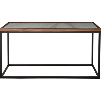 59" Brown White and Black Genuine Marble Frame Console Table