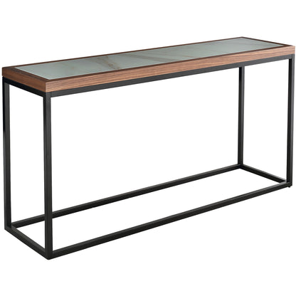 59" Brown White and Black Genuine Marble Frame Console Table