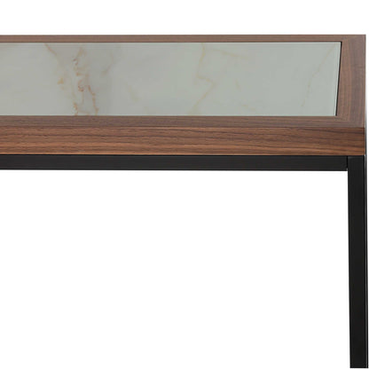 59" Brown White and Black Genuine Marble Frame Console Table