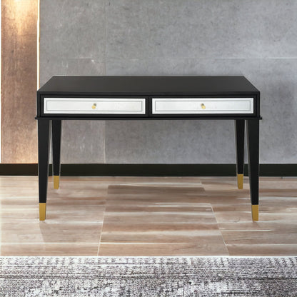 47" Black and Silver and Black and Gold Console Table And Drawers