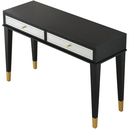 47" Black and Silver and Black and Gold Console Table And Drawers