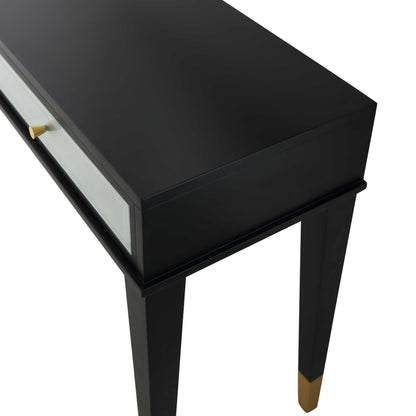 47" Black and Silver and Black and Gold Console Table And Drawers