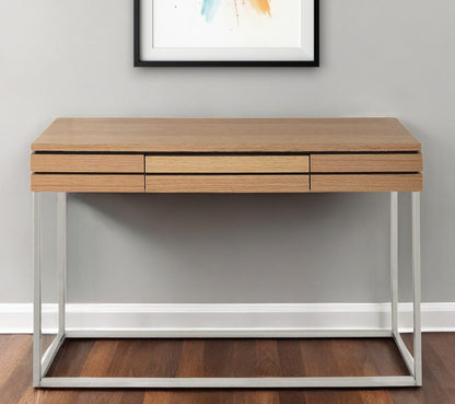 47" Brown and Silver Frame Console Table And Drawers