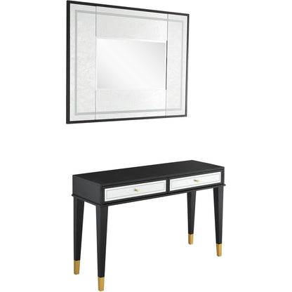 Set of Two 47" Black Console Table And Drawers