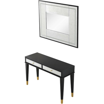 Set of Two 47" Black Console Table And Drawers