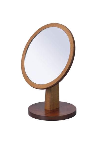 Miroir de table de rasage et de maquillage rond encadré marron de 10 po