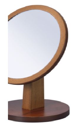 Miroir de table de rasage et de maquillage rond encadré marron de 10 po