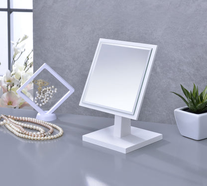 White Rectangle Makeup Shaving Tabletop Mirror