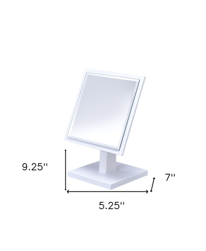 White Rectangle Makeup Shaving Tabletop Mirror