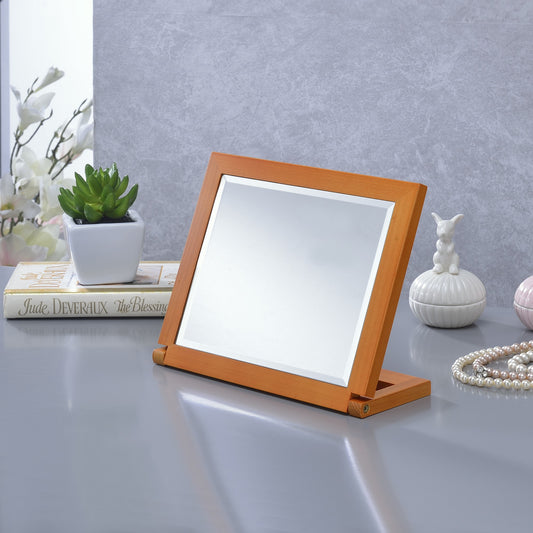 Brown Rectangle Makeup Shaving Tabletop Mirror