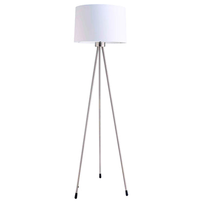 59" White Tripod Floor Lamp With White Drum Shade