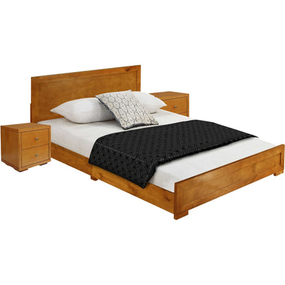 Moma Black Wood Platform Full Bed With Nightstand