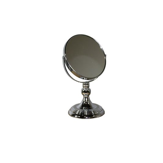 Miroir de table rond en métal argenté de 12 po pour le maquillage et le rasage