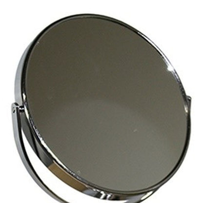 Miroir de table rond en métal argenté de 12 po pour le maquillage et le rasage