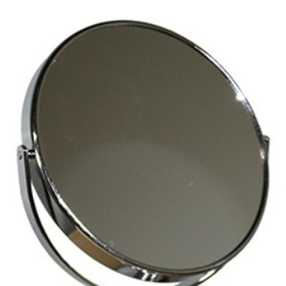 Miroir de table rond en métal argenté de 12 po pour le maquillage et le rasage