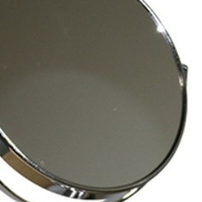 Miroir de table rond en métal argenté de 12 po pour le maquillage et le rasage