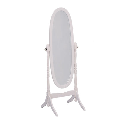 Miroir ovale blanc sur pied