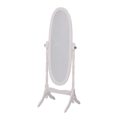 Miroir ovale blanc sur pied