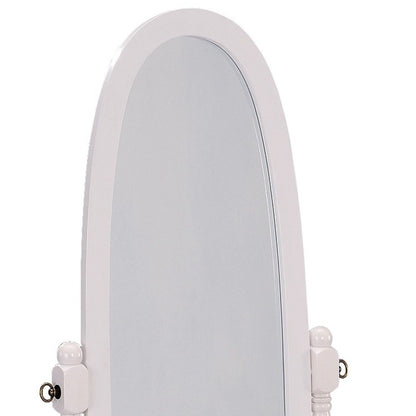 Miroir ovale blanc sur pied