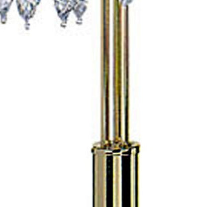 63" Gold Three Lights Candelabra Floor Lamp With Clear Faux Crystal Shades