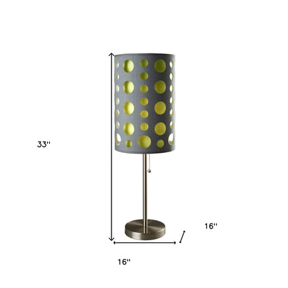 33" Gray and Green Mod Dot Novelty Table Lamp