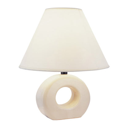 Lampe de chevet en céramique beige de 12 po avec abat-jour empire blanc