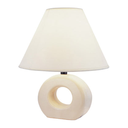 Lampe de chevet en céramique beige de 12 po avec abat-jour empire blanc