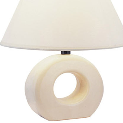 Lampe de chevet en céramique beige de 12 po avec abat-jour empire blanc