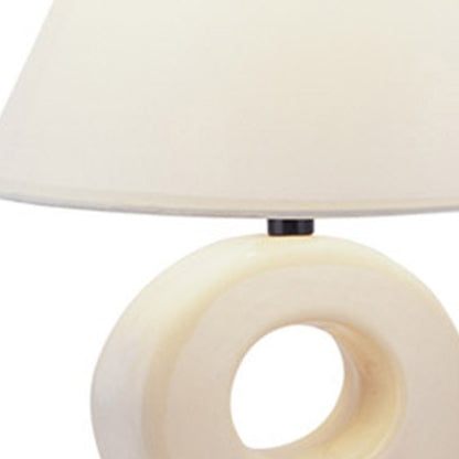 Lampe de chevet en céramique beige de 12 po avec abat-jour empire blanc