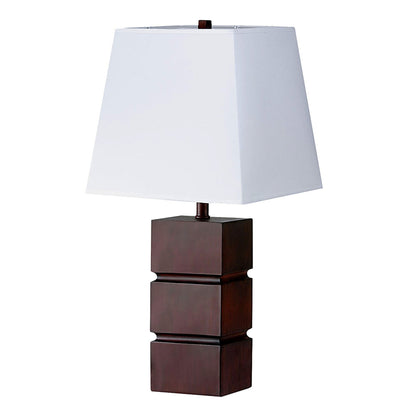 Lampe de chevet marron de 27 po avec abat-jour blanc