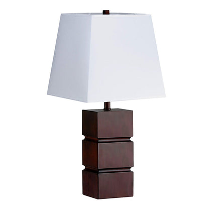 Lampe de chevet marron de 27 po avec abat-jour blanc