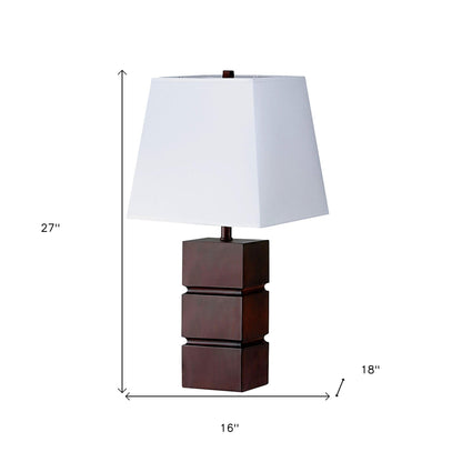 Lampe de chevet marron de 27 po avec abat-jour blanc