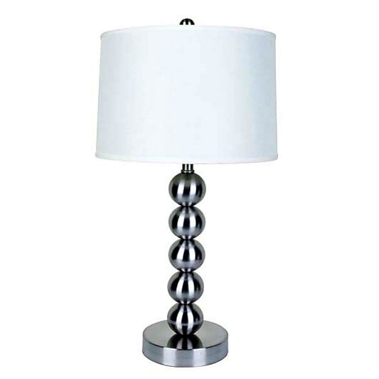 Lampe de table en boules argentées avec abat-jour blanc