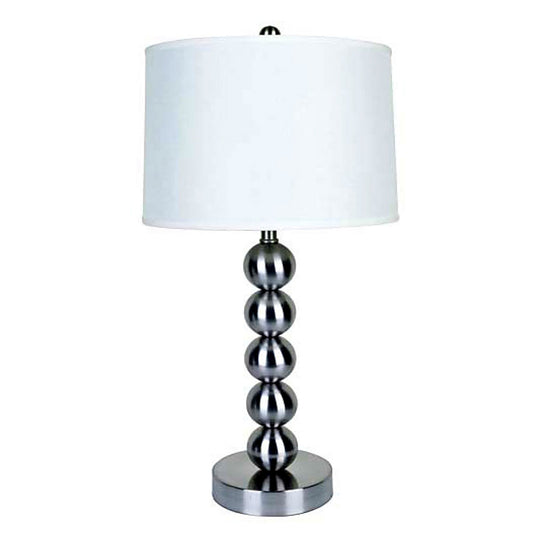 Lampe de table en boules argentées avec abat-jour blanc