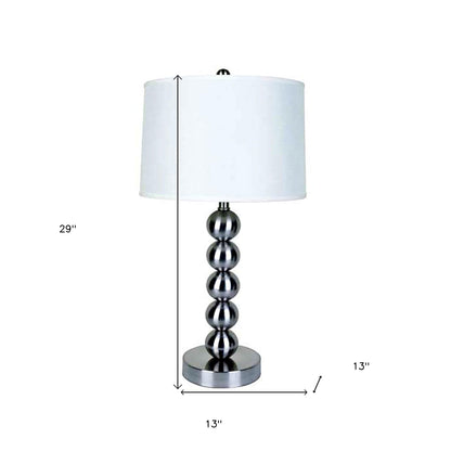 Lampe de table en boules argentées avec abat-jour blanc