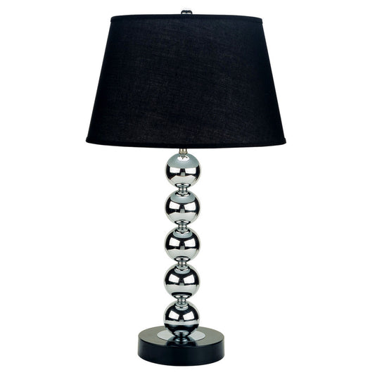 Lampe de table boule argentée avec abat-jour noir