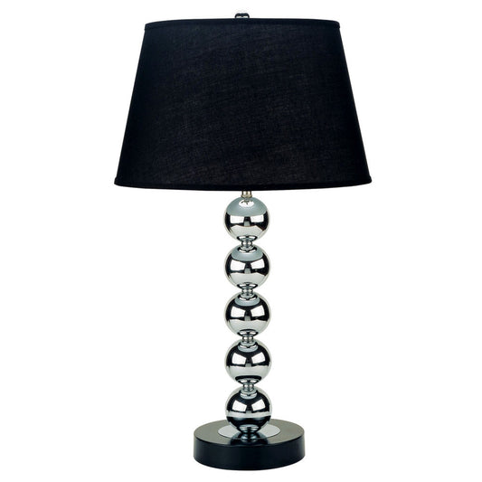 Lampe de table boule argentée avec abat-jour noir