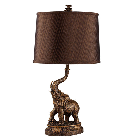 Lampe de chevet en bronze de 27 po avec abat-jour marron