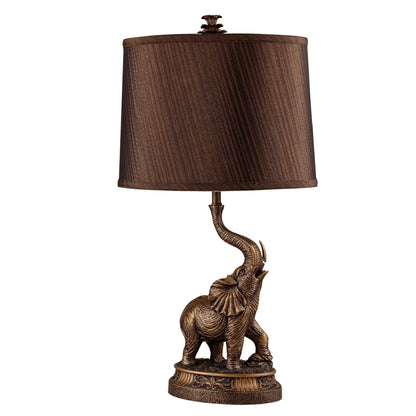 27" Bronze Bedside Table Lamp With Brown Shade