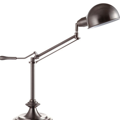 Lampe de table à bras pivotant en métal argenté