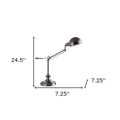 Lampe de table à bras pivotant en métal argenté