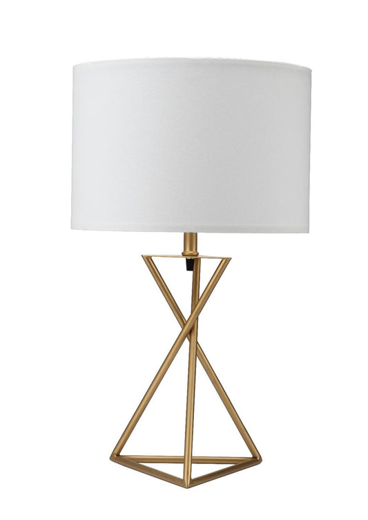 Lampe de table contemporaine dorée Geo avec abat-jour blanc