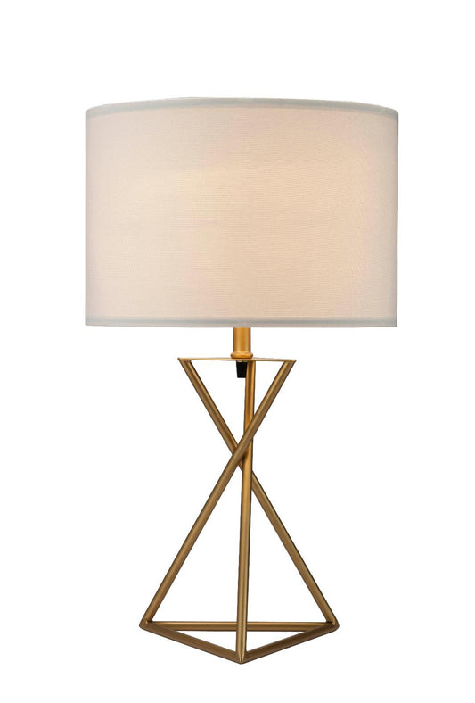 Lampe de table contemporaine dorée Geo avec abat-jour blanc