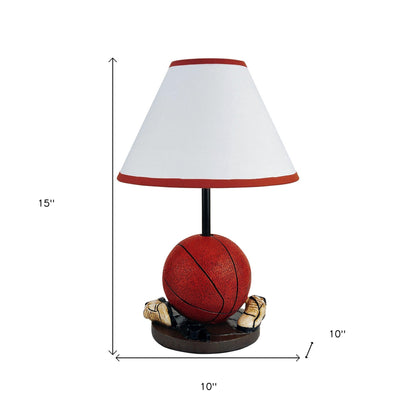 15" Orange Bedside Table Lamp With White Shade