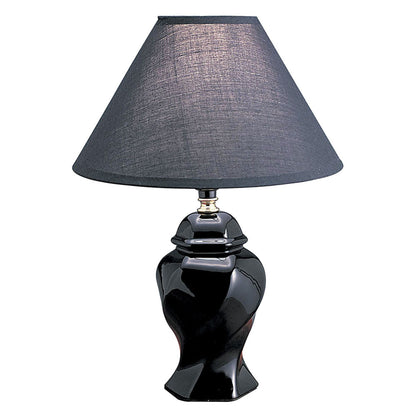 Lampe de chevet en céramique noire de 13 po avec abat-jour noir