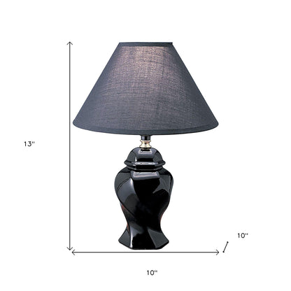 Lampe de chevet en céramique noire de 13 po avec abat-jour noir