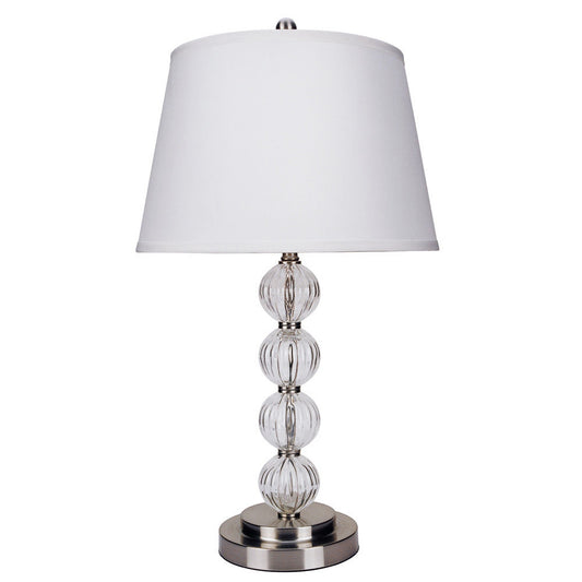 29" Silver Metal Table Lamp With White Classic Empire Shade