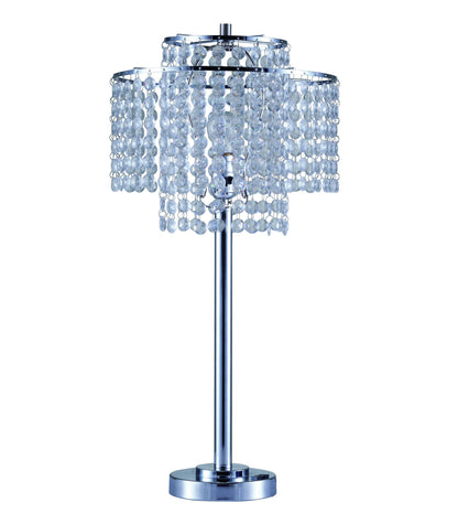 26" Silver Glam Two Tier Chandelier USB Table Lamp