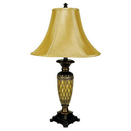 Lampe de table en polyrésine brun doré de 28 po avec abat-jour cloche doré